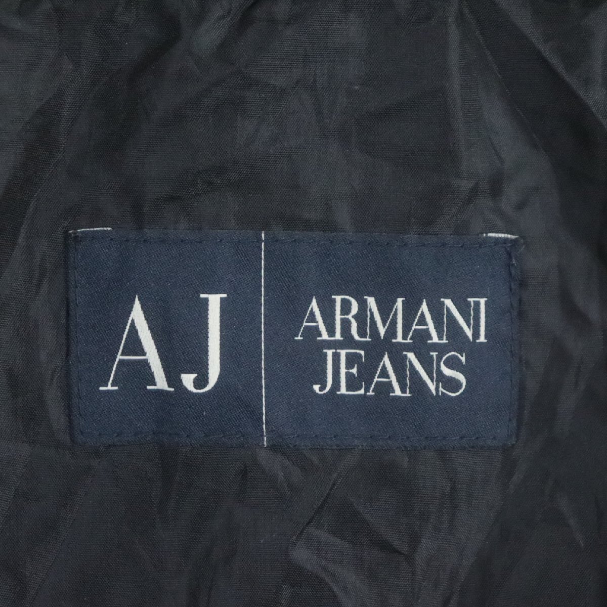 ?7K/O10.14-3　ARMANI JEANS　アルマーニ　レザーコート　本革　レザージャケット　革ジャン　ハーフコート　レザーブルゾン　M_画像7
