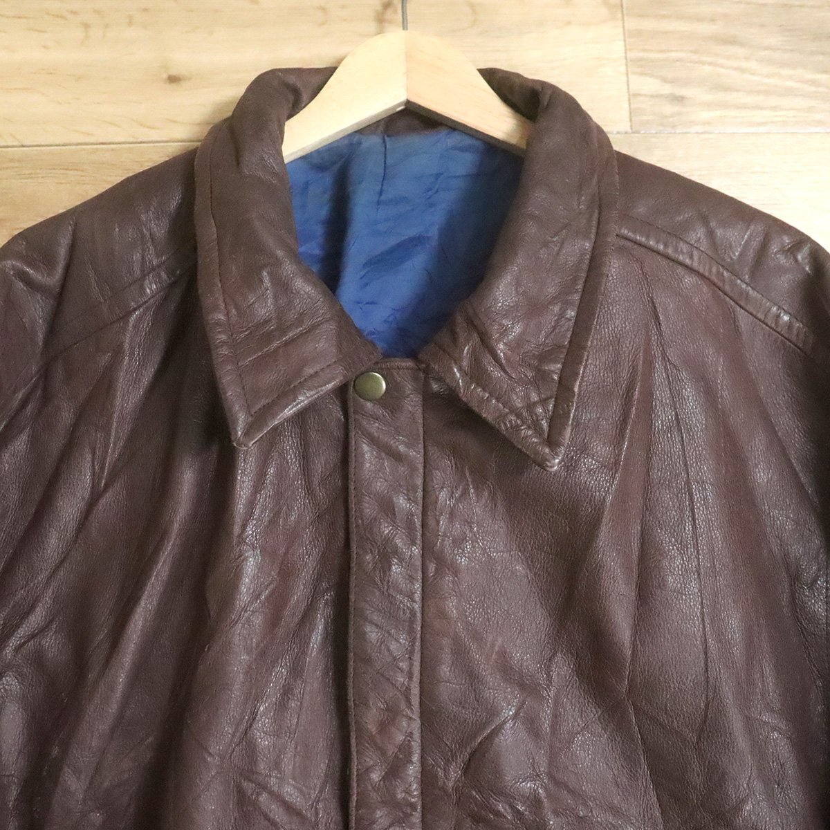 B7S/D10.24-1　MERIT AWARDS　レザージャケット　本革　ボンバージャケット　革ジャン　皮ジャン　ブルゾン　メンズ　L　ブラウン　古着_画像2