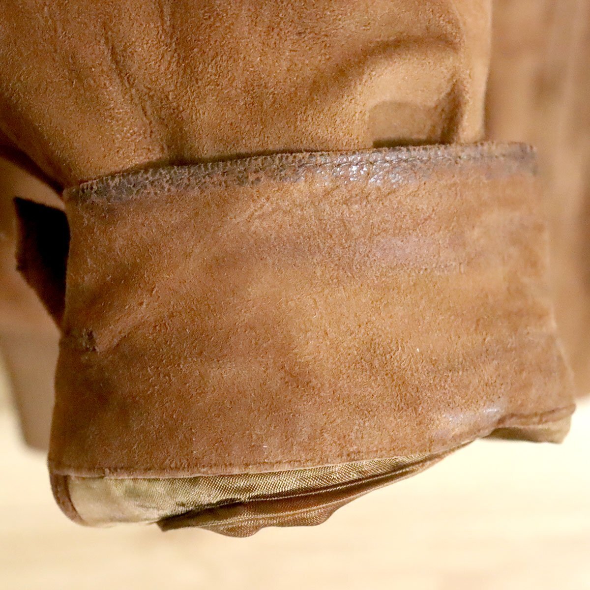 I1R/D10.17-5　ユーロ古着　Cortefiel　ヌバックレザージャケット　本革　レザーブルゾン　革ジャン　皮ジャン　58　メンズ　ブラウン_画像3