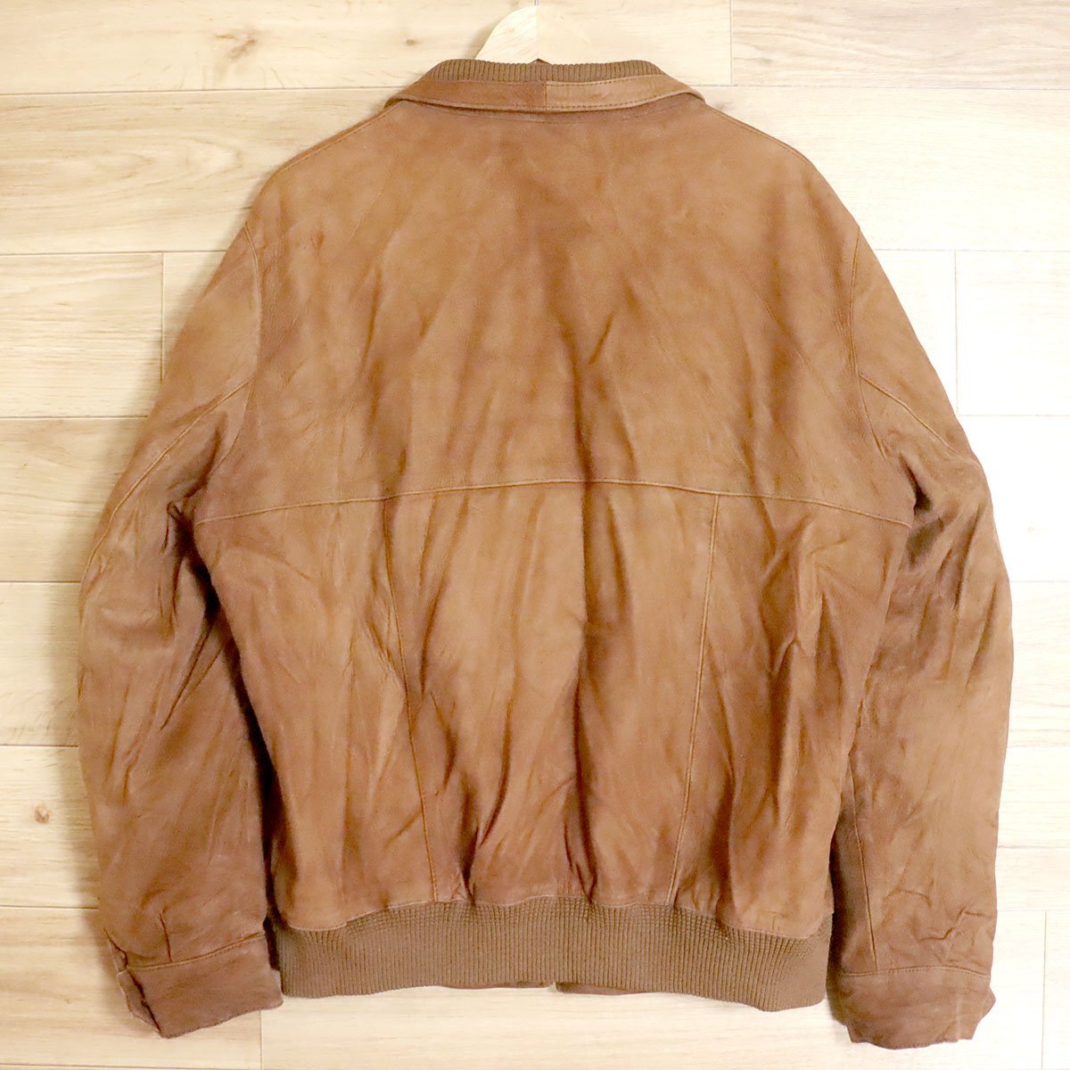 I1R/D10.17-5　ユーロ古着　Cortefiel　ヌバックレザージャケット　本革　レザーブルゾン　革ジャン　皮ジャン　58　メンズ　ブラウン_画像9