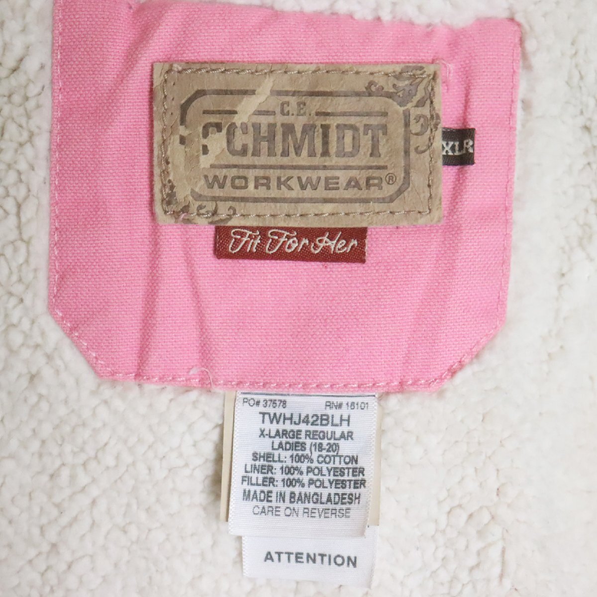 D1R/R5.13-5　C.E.SCHMIDT WORK WEAR　アクティブジャケット　ダックパーカー　裏ボア　ワークジャケット　ブルゾン　XL　ピンク_画像8