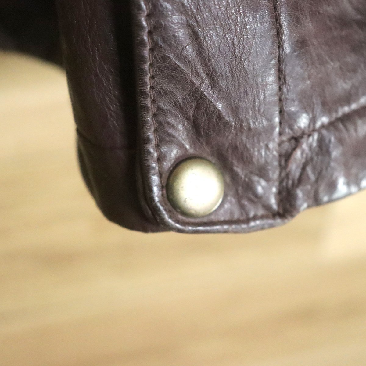 B7S/D10.24-1　MERIT AWARDS　レザージャケット　本革　ボンバージャケット　革ジャン　皮ジャン　ブルゾン　メンズ　L　ブラウン　古着_画像6