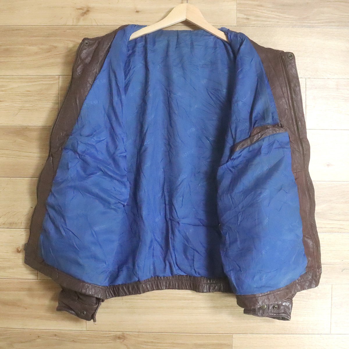 B7S/D10.24-1　MERIT AWARDS　レザージャケット　本革　ボンバージャケット　革ジャン　皮ジャン　ブルゾン　メンズ　L　ブラウン　古着_画像9