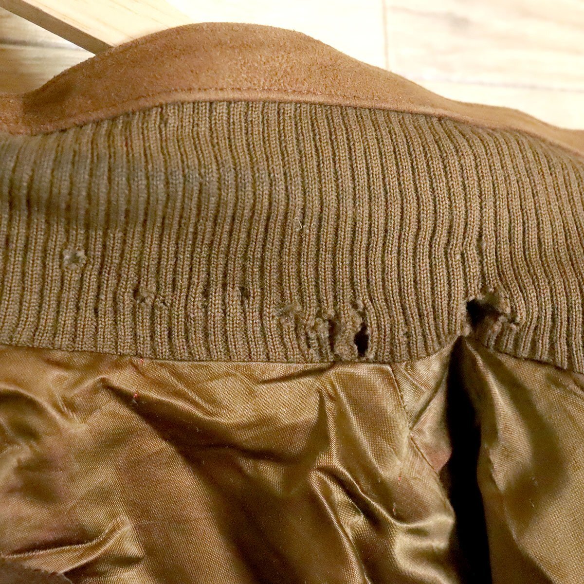 I1R/D10.17-5　ユーロ古着　Cortefiel　ヌバックレザージャケット　本革　レザーブルゾン　革ジャン　皮ジャン　58　メンズ　ブラウン_画像5