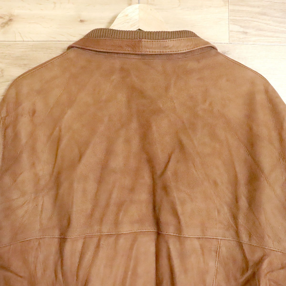 I1R/D10.17-5　ユーロ古着　Cortefiel　ヌバックレザージャケット　本革　レザーブルゾン　革ジャン　皮ジャン　58　メンズ　ブラウン_画像8