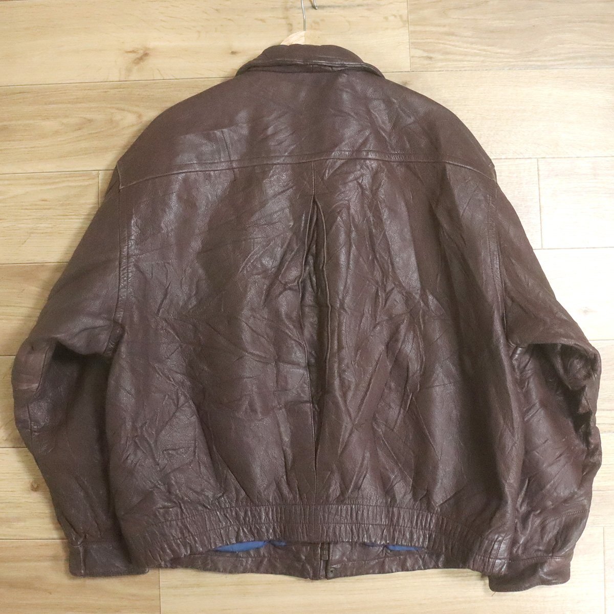 B7S/D10.24-1　MERIT AWARDS　レザージャケット　本革　ボンバージャケット　革ジャン　皮ジャン　ブルゾン　メンズ　L　ブラウン　古着_画像10