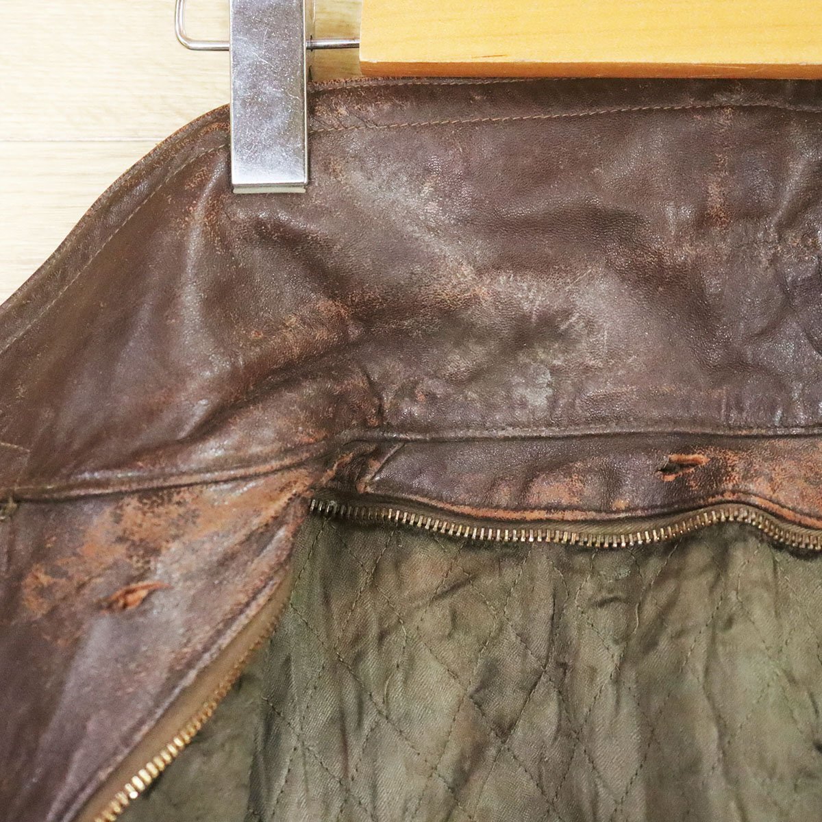 L8K/O9.19-6　ユーロ古着　ダブルブレスト　レザーコート　本革　レザーカーコート　レザージャケット　革ジャン　皮ジャン　ブルゾン_画像8