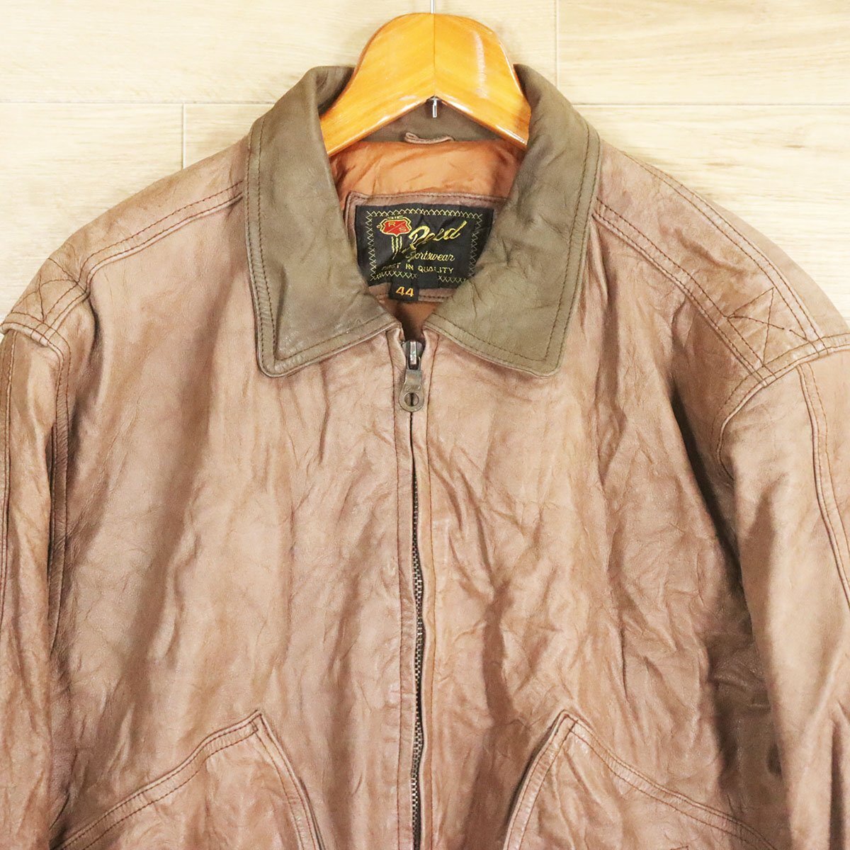 Y2S/O10.10-3　Reed Sportswear　レザージャケット　本革　フライトジャケット　ボンバージャケット　革ジャン　皮ジャン　44　ブラウン_画像2