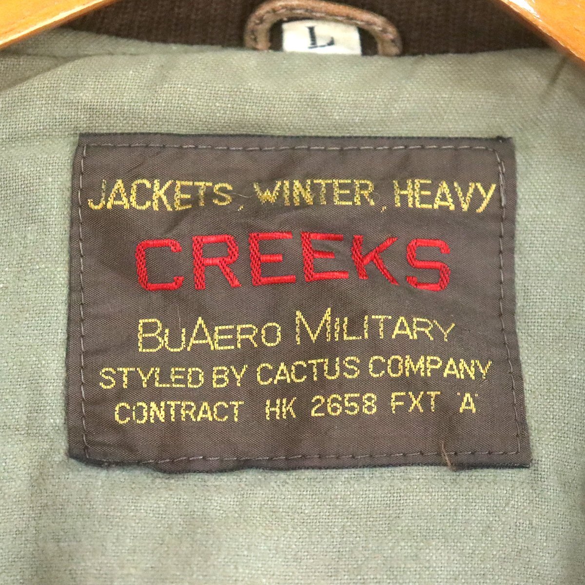 &1T/O9.12-8　CREEKS　MA-1　レザーフライトジャケット　本革　レザージャケット　L　メンズ　革ジャン　皮ジャン　CWU_画像7