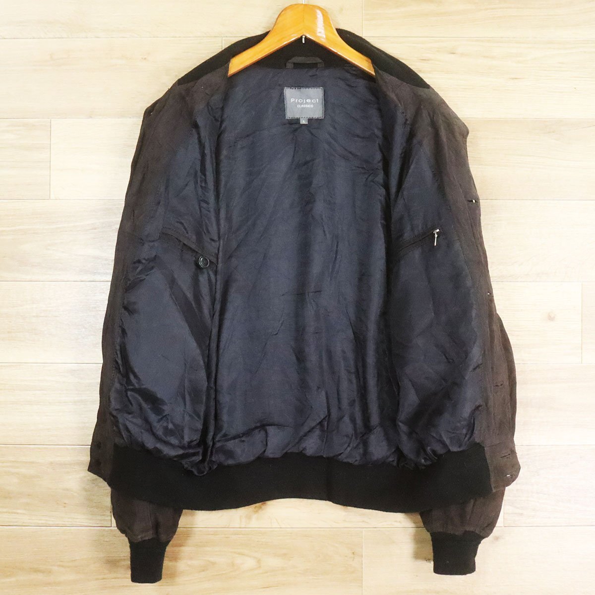 A1Y/O10.13-7 ユーロ古着 Project CLASSICO バルスタージャケット レザージャケット フライトジャケット 本革 スウェード L _画像8