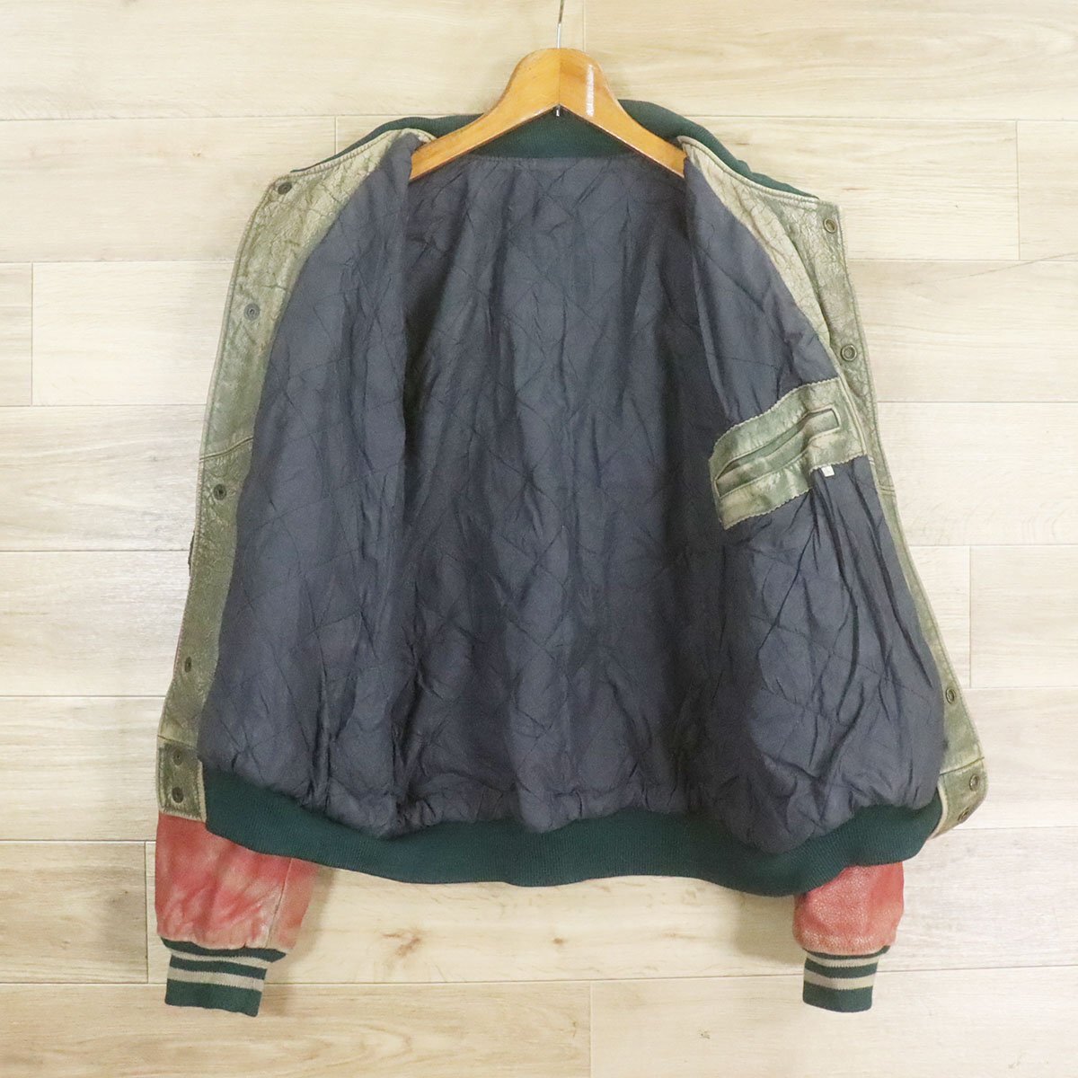 D10O/O9.25-3　SINGULIER　レザースタジャン　本革　革ジャン　皮ジャン　アワードジャケット　バーシティジャケット　レザージャケット_画像6