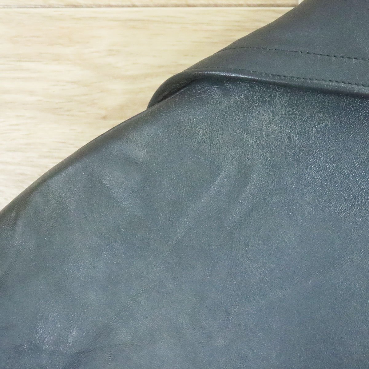 D10O/O9.25-3 ユーロヴィンテージ ドイツ製 レザーモーターサイクルコート 本革 革コート 皮コート レザーコート メンズ グレー系_画像8