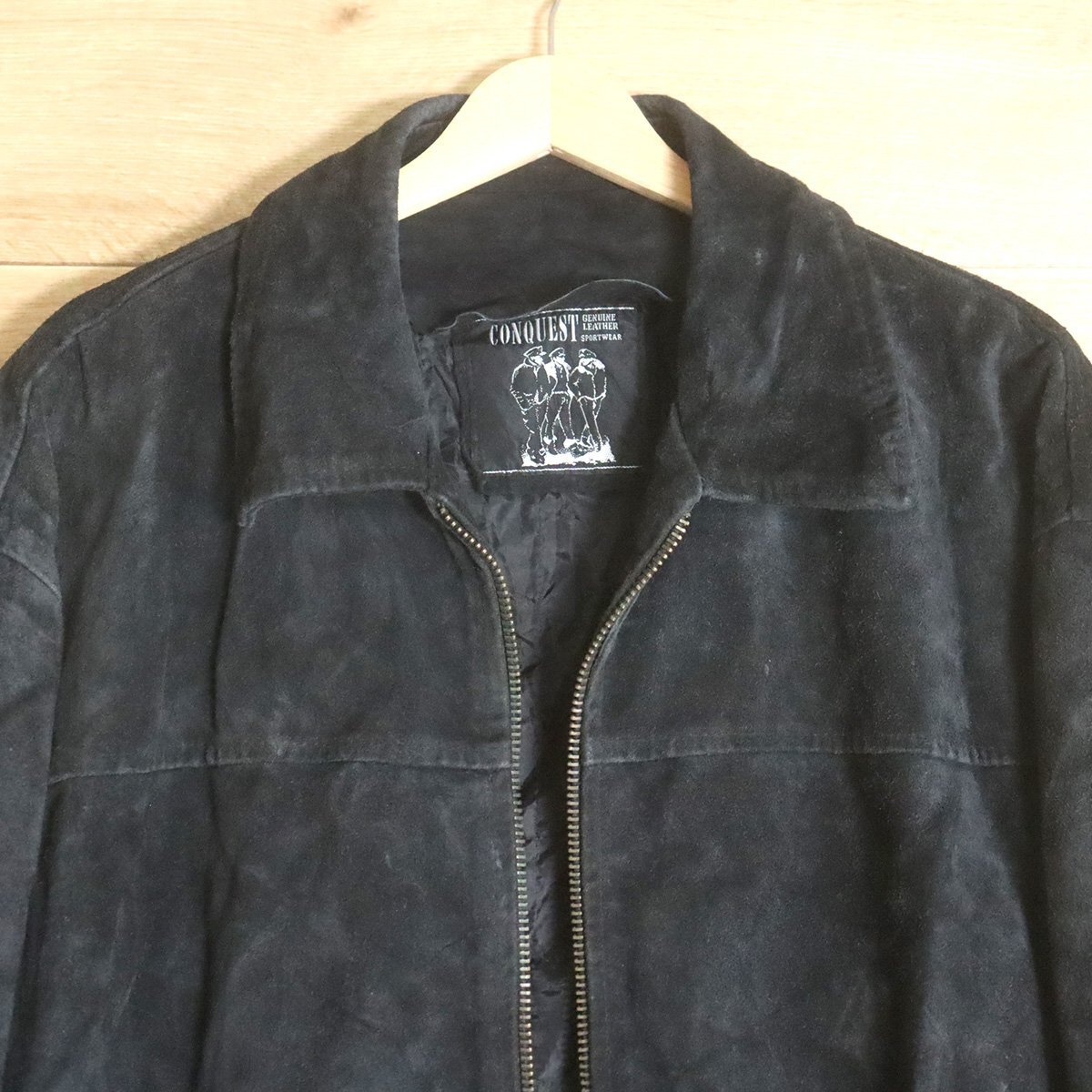 J3R/O8.29-3　イタリア製　Conquest　スエード　レザージャケット　本革　レザーブルゾン　革ジャン　皮ジャン　56　ユーロ古着_画像2
