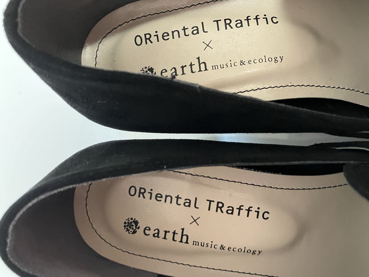  アースミュージックエコロジー オリエンタルトラフィック コラボ スエード 黒 ローファー バックル 靴 36 23cm スエード 太めヒール_画像4