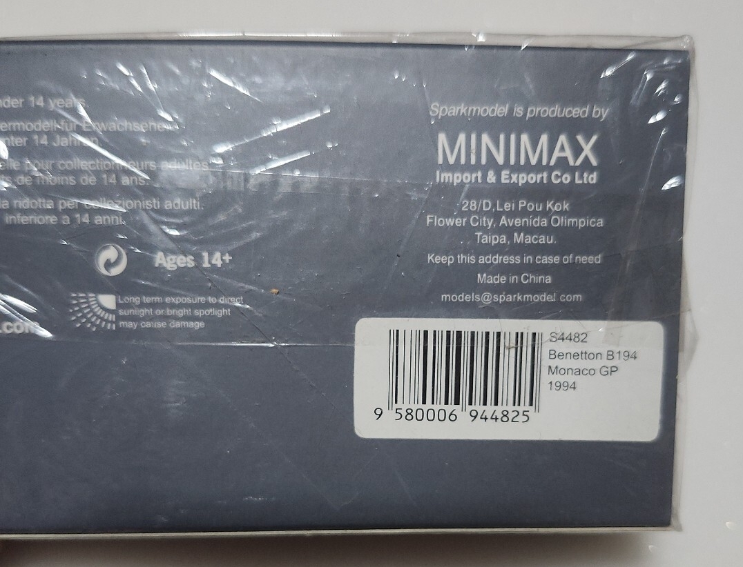 スパーク 1/43 Benetton B194 Monaco GP 1994 J.J.Lehto #6 [S4482]_画像6
