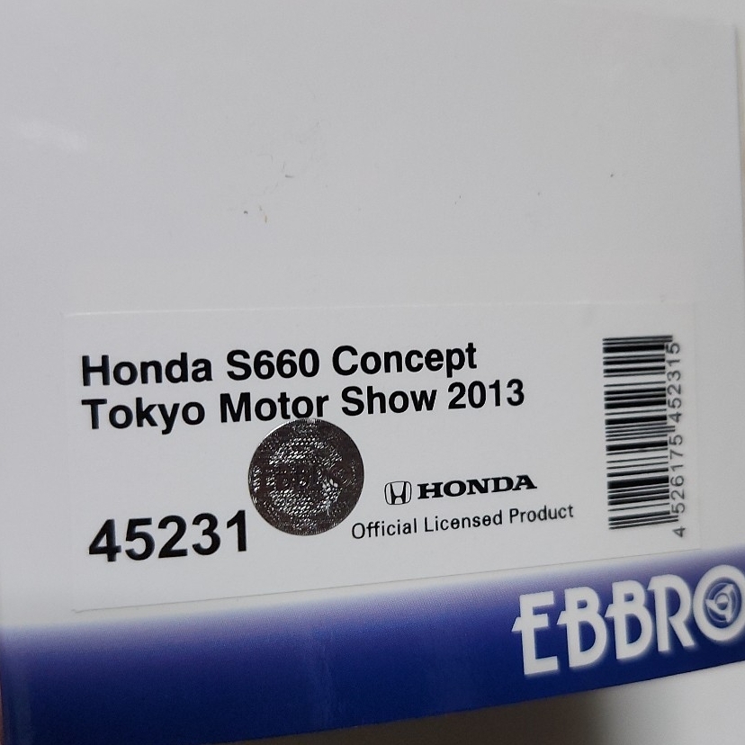 エブロ　1/43 Honda S660 Tokyo Motor Show 2013 (パールホワイト) [45231]_画像10