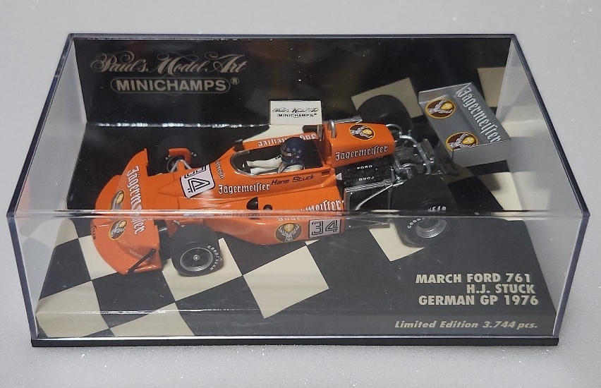 ミニチャンプス 1/43 MARCH FORD 761 H.J.STUCK GERMAN GP 1976 #34(オレンジ) [430760034]　イエーガーマイスター_画像1
