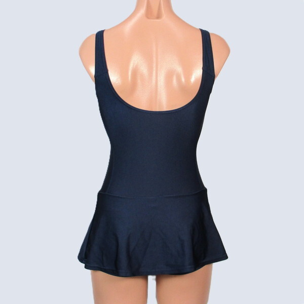 c5864★競泳水着 女子 レディース ジュニア ネイビー 紺黒系 ワンピース 140サイズ スカート つるすべ アイルズ 無地 シンプル かわいい 海_画像4