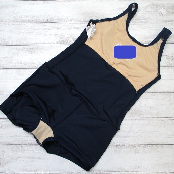 c5864★競泳水着 女子 レディース ジュニア ネイビー 紺黒系 ワンピース 140サイズ スカート つるすべ アイルズ 無地 シンプル かわいい 海_画像6