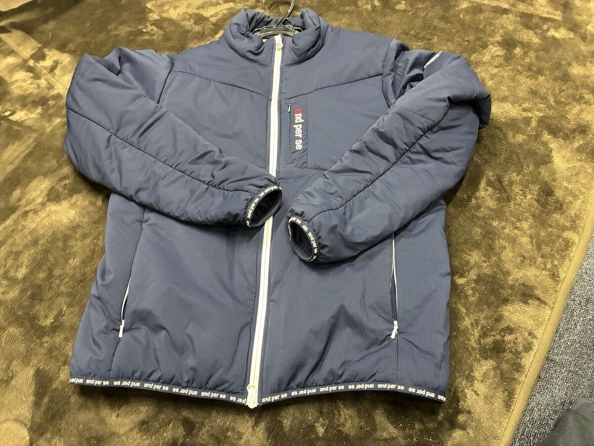 ジャケット ゴルフウェア アウター 紺色 中古 アンパスィー AND PER SE ブルゾン メンズ Lサイズ AMF1101G3 アンパスィ ストレッチ_画像4