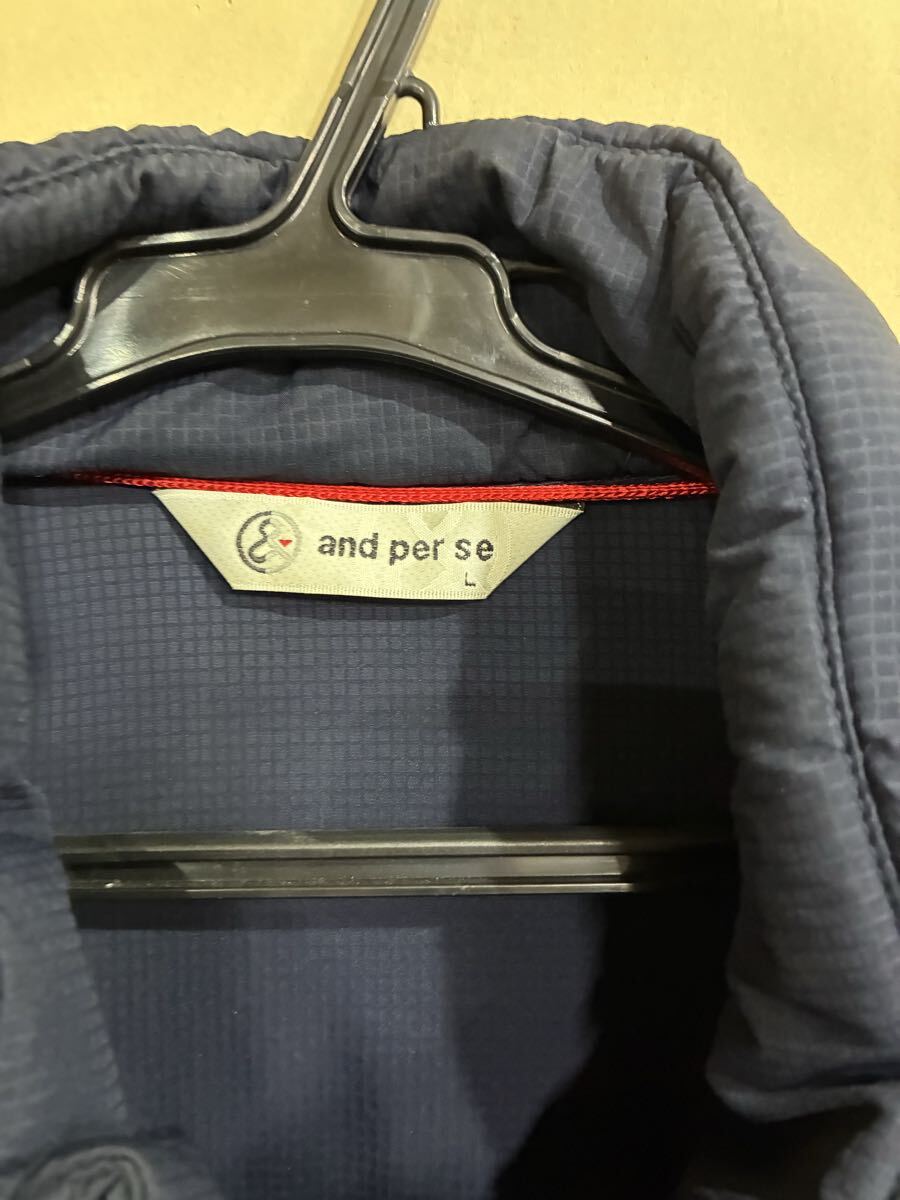 ジャケット ゴルフウェア アウター 紺色 中古 アンパスィー AND PER SE ブルゾン メンズ Lサイズ AMF1101G3 アンパスィ ストレッチ_画像9