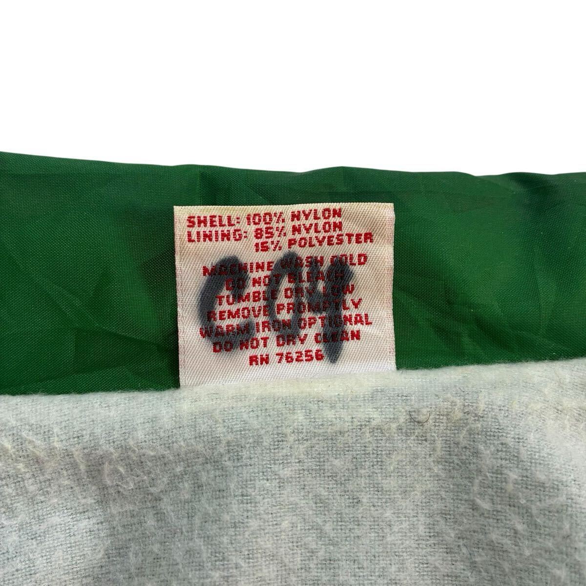 ビッグサイズ♪90s USA製 Cardinal ナイロン コーチジャケット L 緑 白 ビンテージ HQ ロゴ バックプリント 両面プリント フルスナップ_画像4