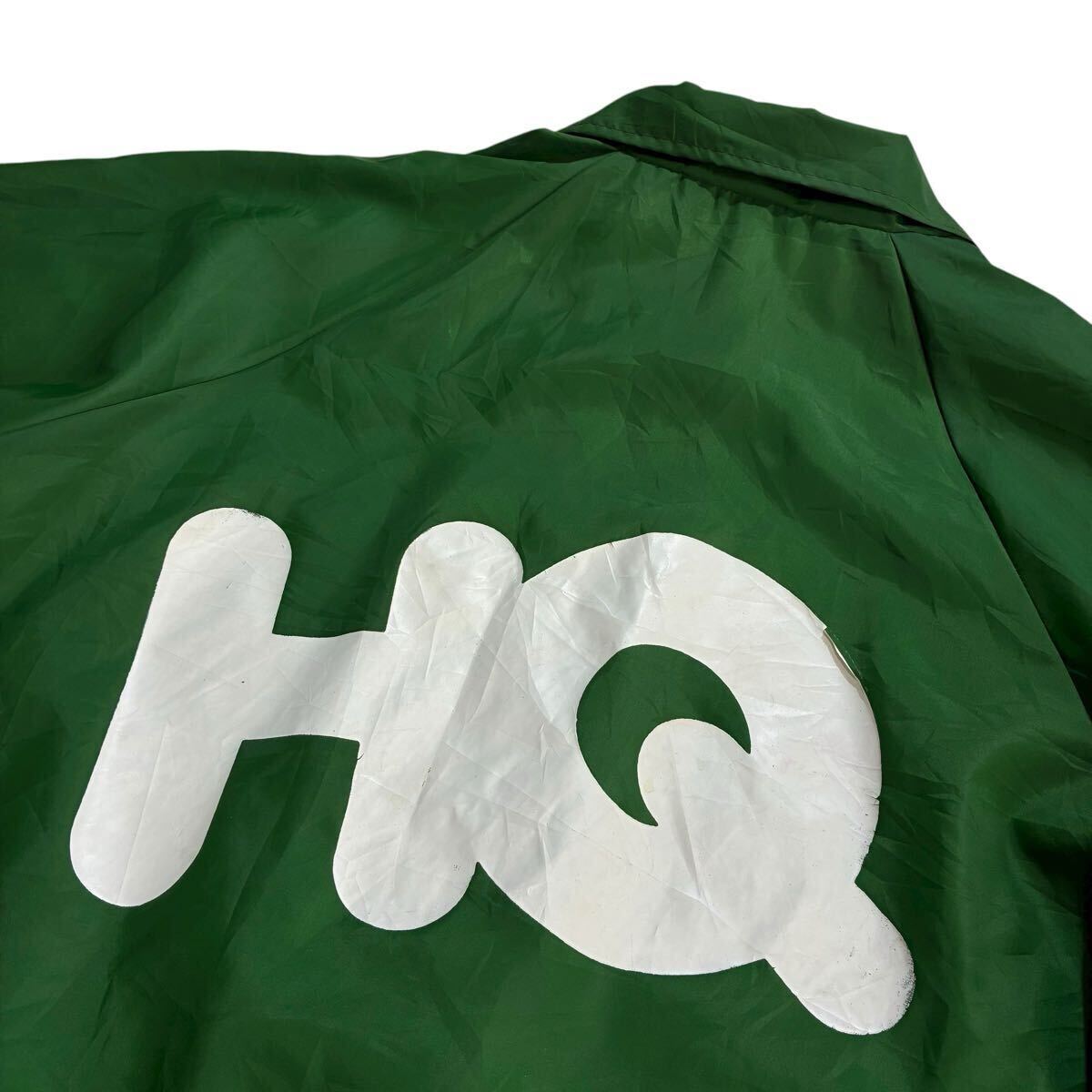 ビッグサイズ♪90s USA製 Cardinal ナイロン コーチジャケット L 緑 白 ビンテージ HQ ロゴ バックプリント 両面プリント フルスナップ_画像7