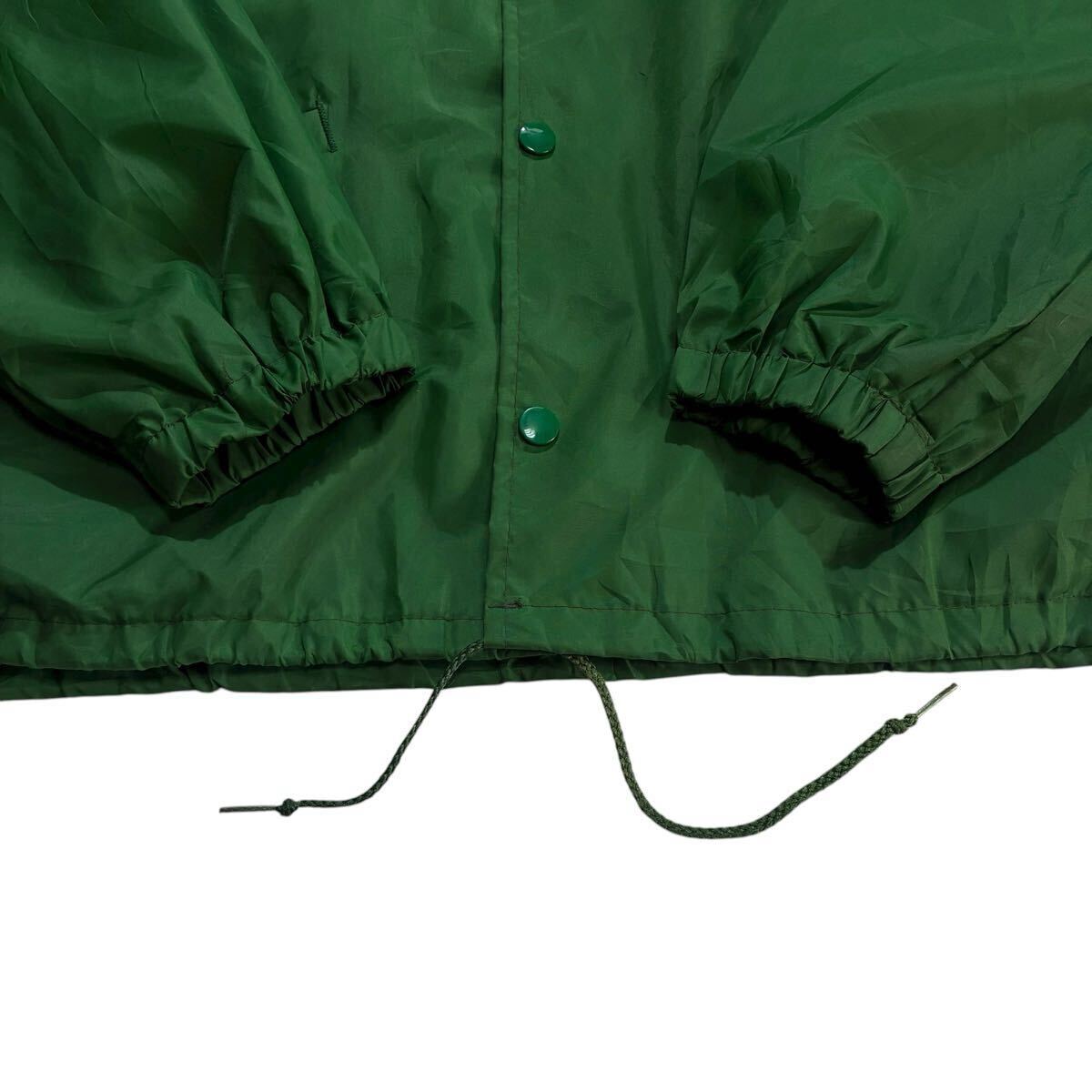 ビッグサイズ♪90s USA製 Cardinal ナイロン コーチジャケット L 緑 白 ビンテージ HQ ロゴ バックプリント 両面プリント フルスナップ_画像8