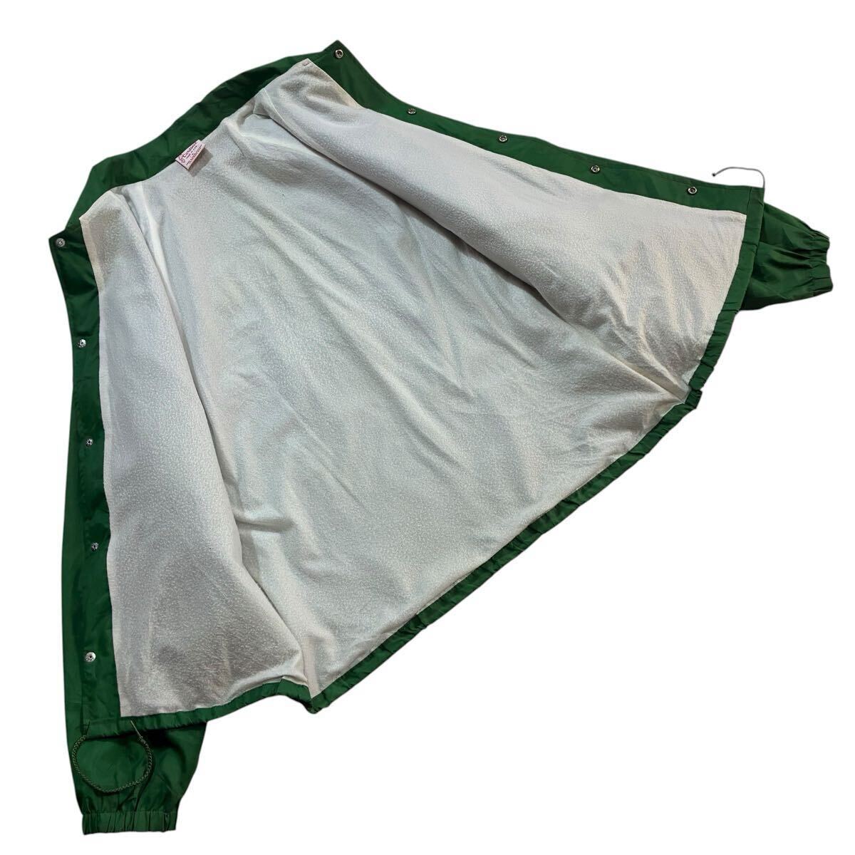 ビッグサイズ♪90s USA製 Cardinal ナイロン コーチジャケット L 緑 白 ビンテージ HQ ロゴ バックプリント 両面プリント フルスナップ_画像9