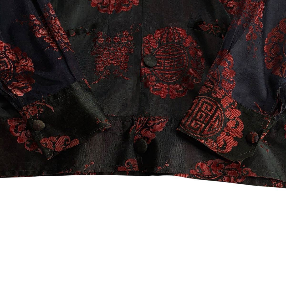 極上♪50s サテン スカジャケット 虎 黒 赤 ビンテージ 刺繍 Korea シャツ スカジャン スーベニアジャケット タイガー フルスナップ トラ_画像8