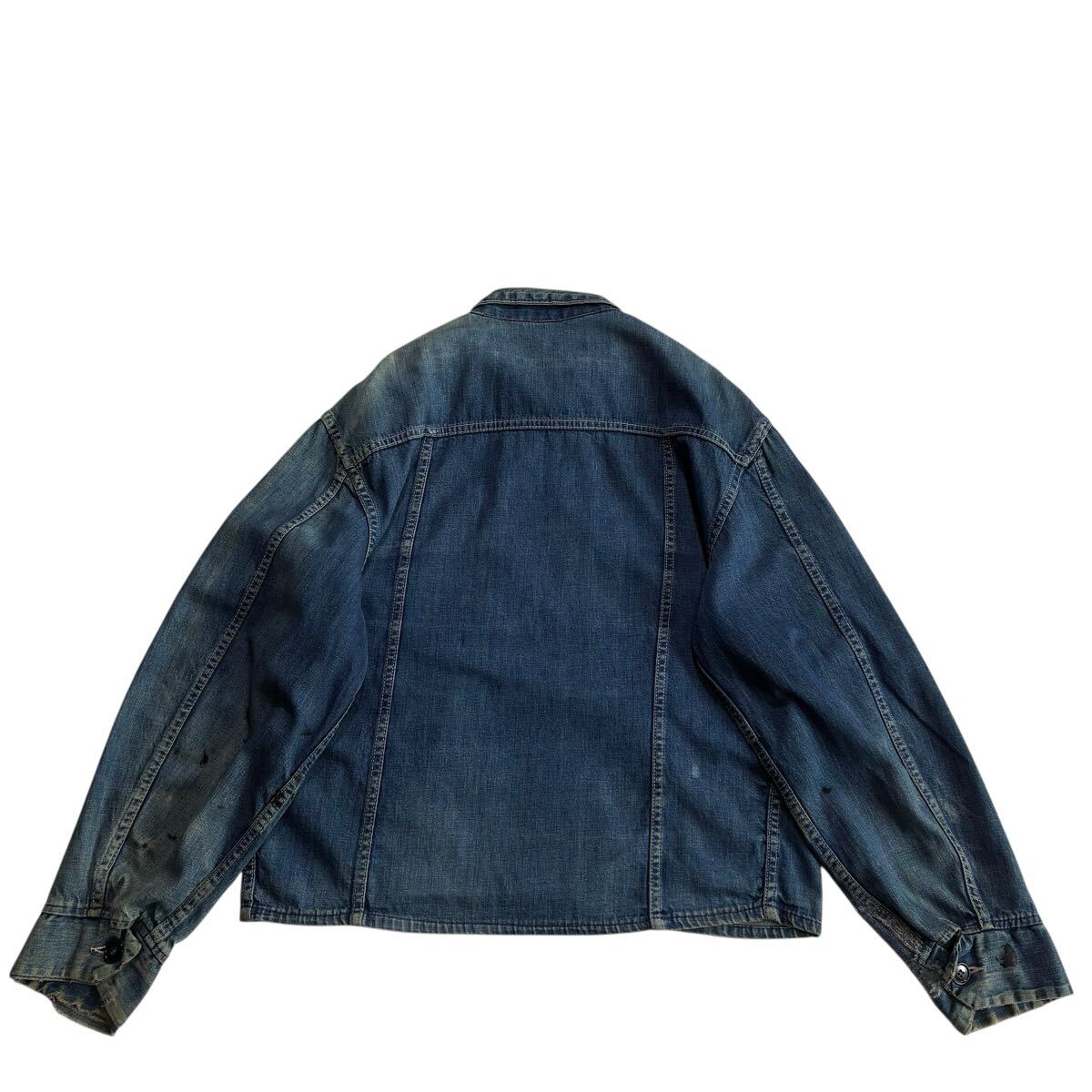 ビッグサイズ♪60s USA製 フルジップ デニム エンジニアジャケット ビンテージ カバーオール インディゴ ワークジャケット Unknown 50s_画像2