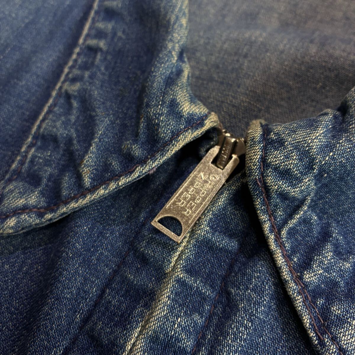 ビッグサイズ♪60s USA製 フルジップ デニム エンジニアジャケット ビンテージ カバーオール インディゴ ワークジャケット Unknown 50s_画像5