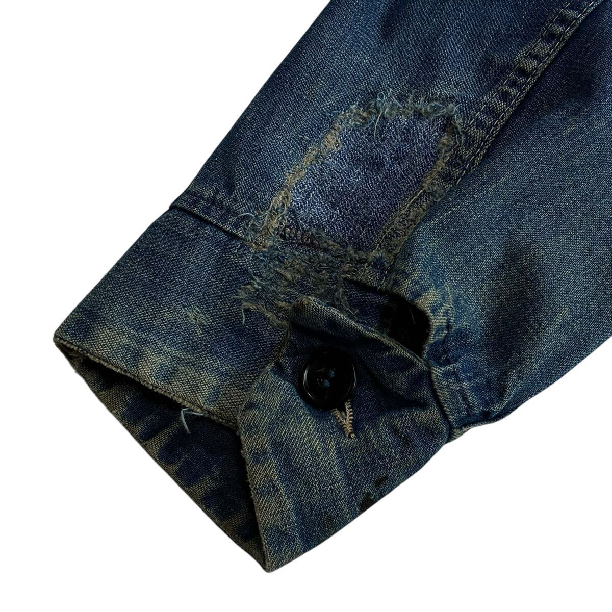 ビッグサイズ♪60s USA製 フルジップ デニム エンジニアジャケット ビンテージ カバーオール インディゴ ワークジャケット Unknown 50s_画像9