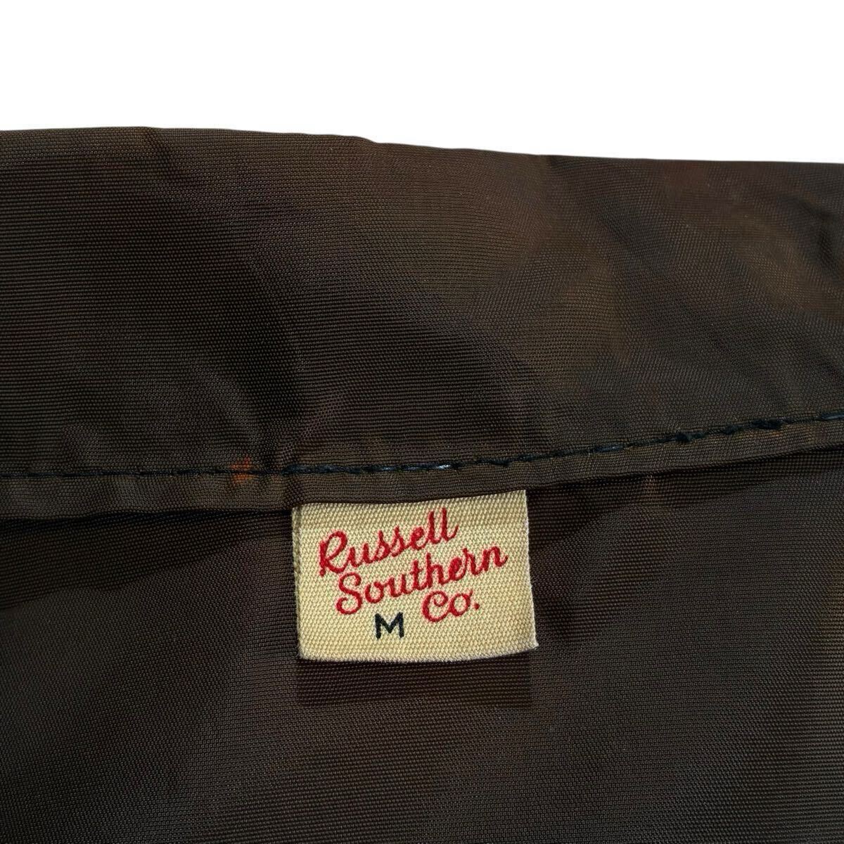 60s♪USA製 Russell Sonthern ナイロン コーチジャケット M こげ茶 ビンテージ ビッグサイズ 星 スター チェーンステッチ パッチワッペン_画像4