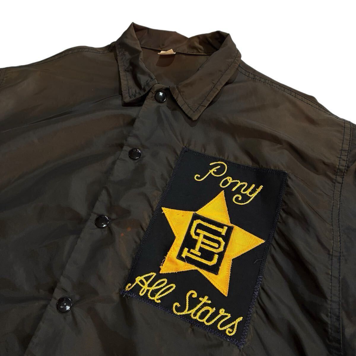 60s♪USA製 Russell Sonthern ナイロン コーチジャケット M こげ茶 ビンテージ ビッグサイズ 星 スター チェーンステッチ パッチワッペン_画像6
