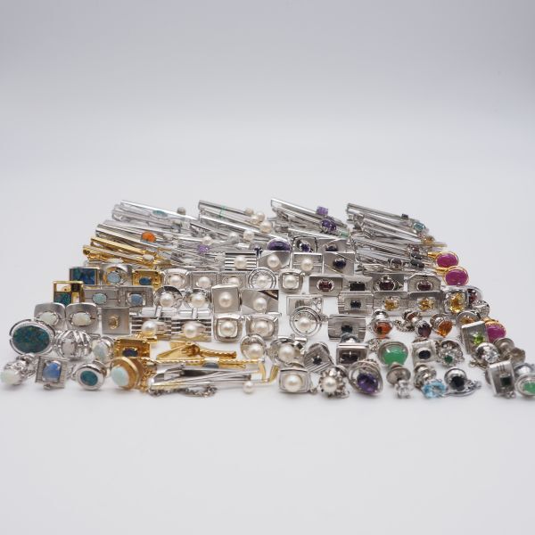 (KG1004) 1円 ネクタイピン カフスボタン アメジスト 真珠 パール オパール ガーネット 等 メンズアクセサリー 大量セット まとめて_画像10