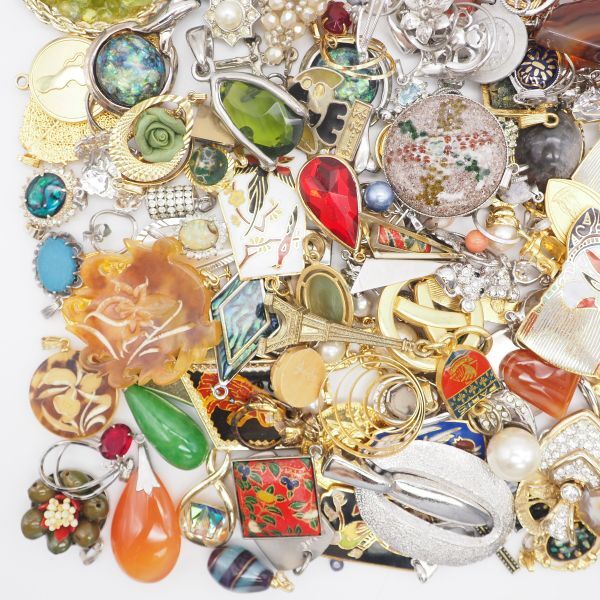 (PH1023) 1円 ペンダント チャーム 大量セット 約1kg 真珠 カラーストーン 多数 トップ ヘッド アクセサリー ジャンク_画像3