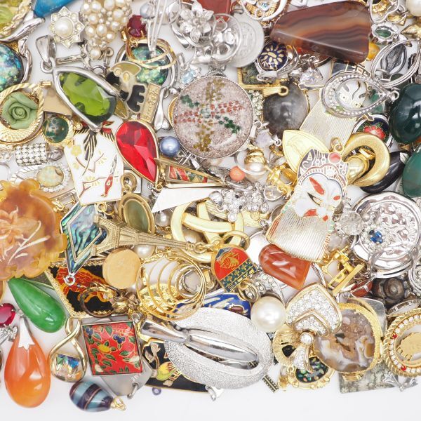 (PH1023) 1円 ペンダント チャーム 大量セット 約1kg 真珠 カラーストーン 多数 トップ ヘッド アクセサリー ジャンク_画像5