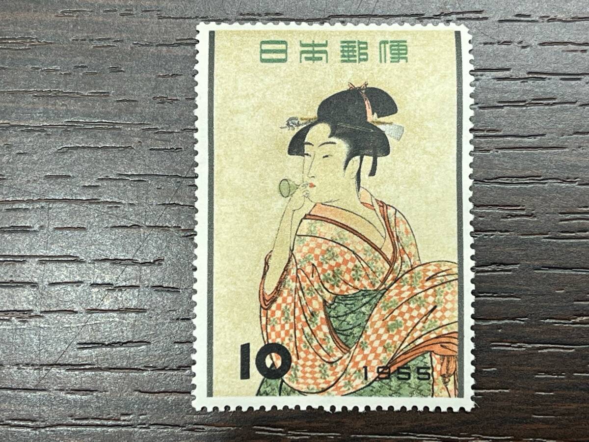 #1466 切手趣味週間 まとめ 5枚 1955-1959 喜多川歌麿/東洲斎写楽/鈴木春信/鳥居清長/鳥分斎栄之 浮世絵 日本郵便 コレクション 現状品_画像3