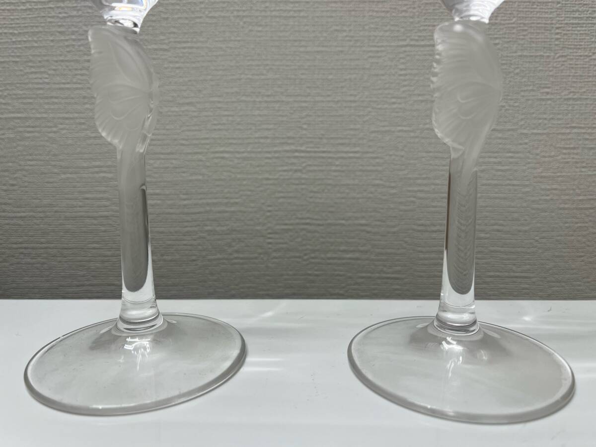 #787 ワイングラス 4個 まとめ HOYA CRYSTAL バタフライデザイン ペア NBグラス ペア ワイングラス 現状品_画像4