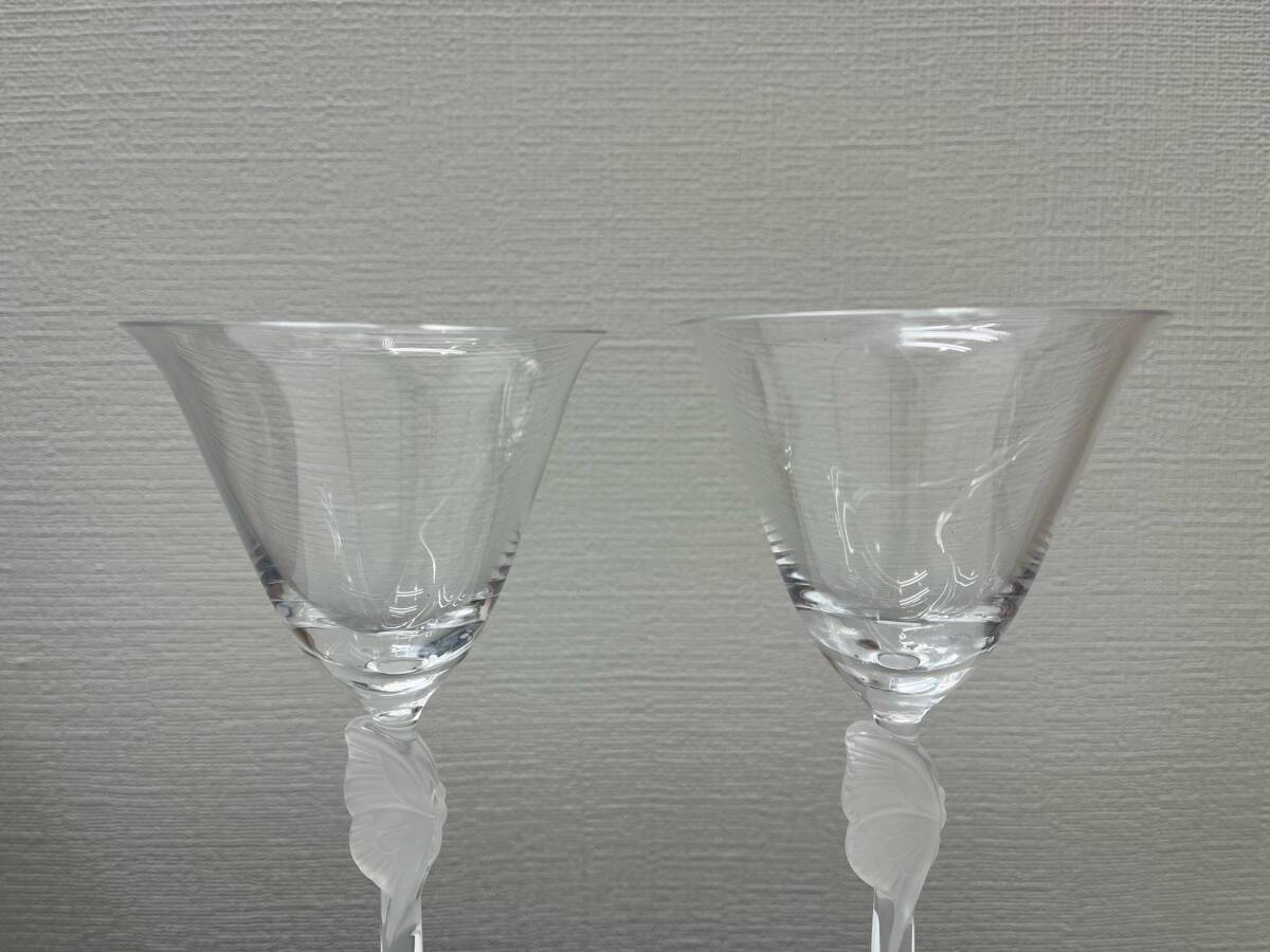 #787 ワイングラス 4個 まとめ HOYA CRYSTAL バタフライデザイン ペア NBグラス ペア ワイングラス 現状品_画像3