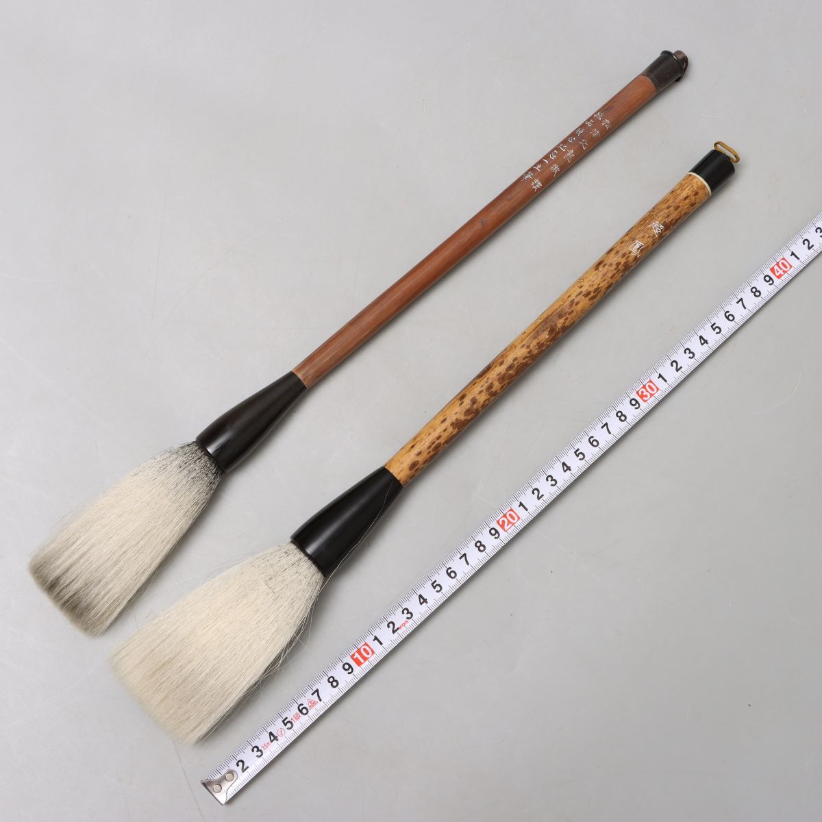 PP680. 書道具 【古堂製筆】 斑竹 超鳳・絶品暖心北恋一生筆 極上羊毛 大筆 2点 / 文房四宝_画像3