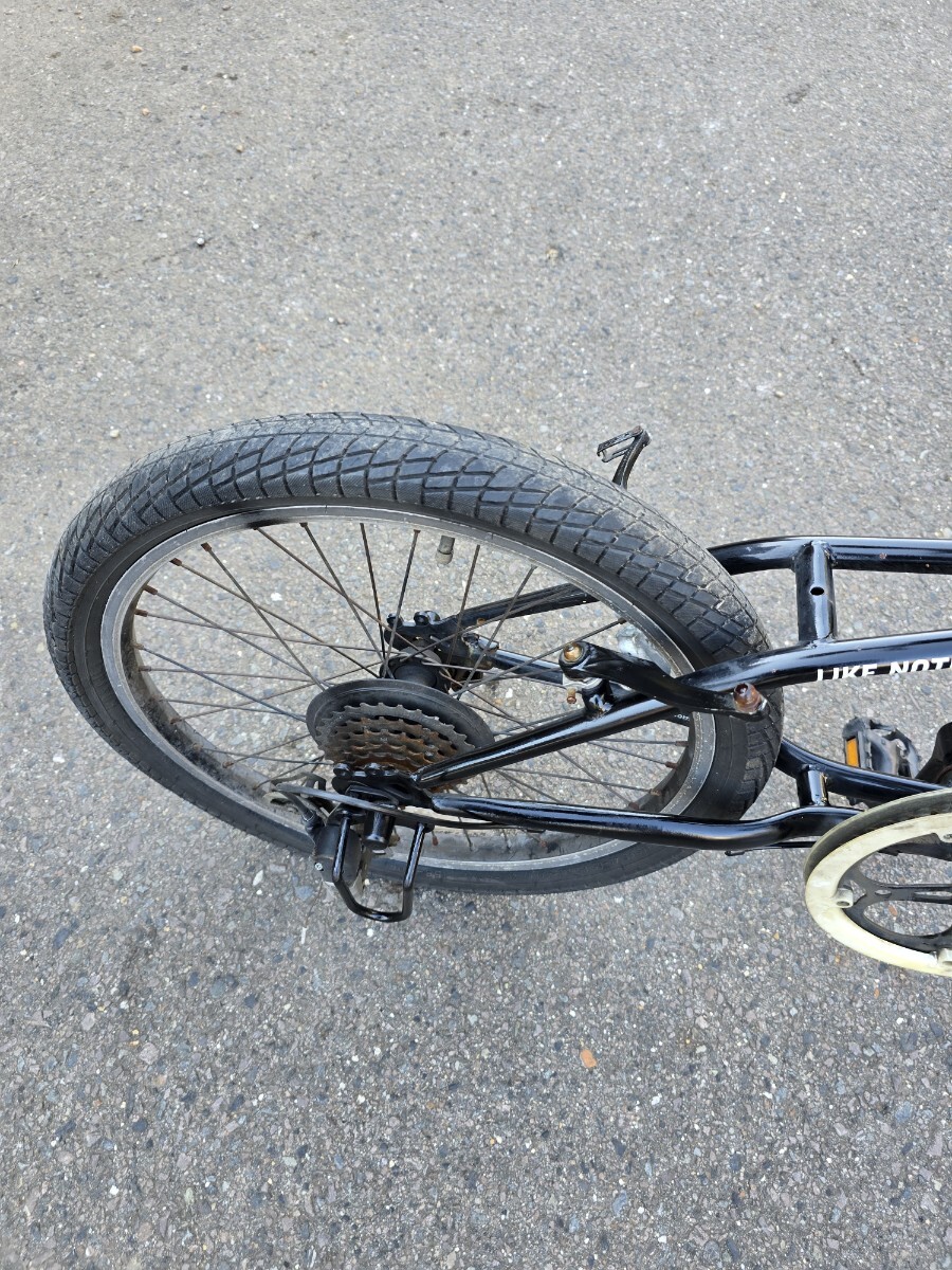 【JUNK】HUMMER 折りたたみ自転車 ブレーキワイヤーなし チェーンなし 後ホイール要交換 ハマー 20インチ 6ギア イエロー_画像8