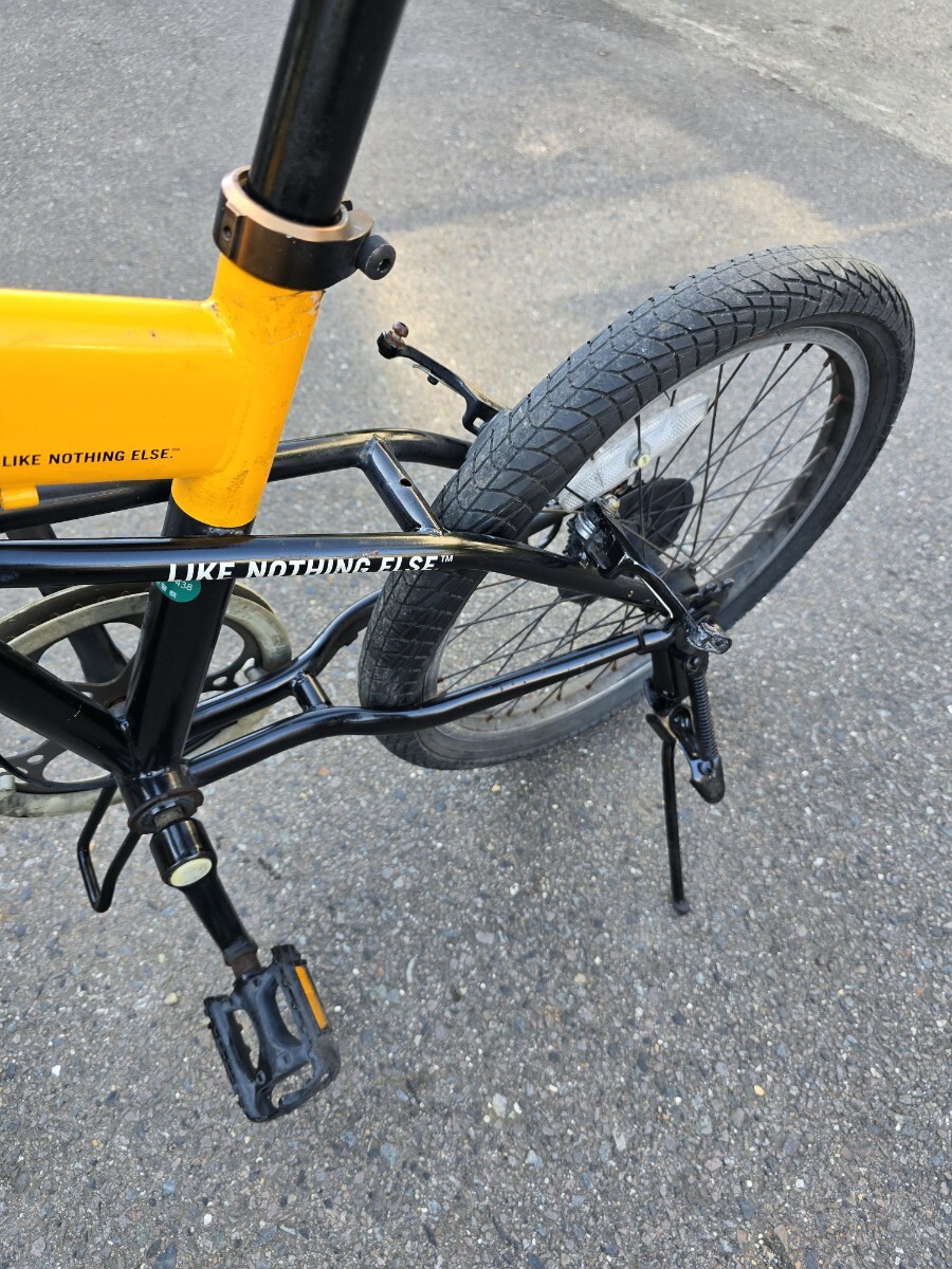 【JUNK】HUMMER 折りたたみ自転車 ブレーキワイヤーなし チェーンなし 後ホイール要交換 ハマー 20インチ 6ギア イエロー_画像7