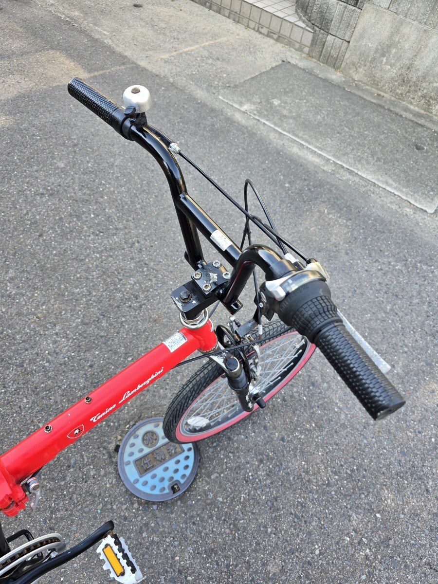 Lamborghini 折りたたみ自転車 ランボルギーニ 20インチ 6ギア アルミフレーム 赤 サスペンション付 _画像4
