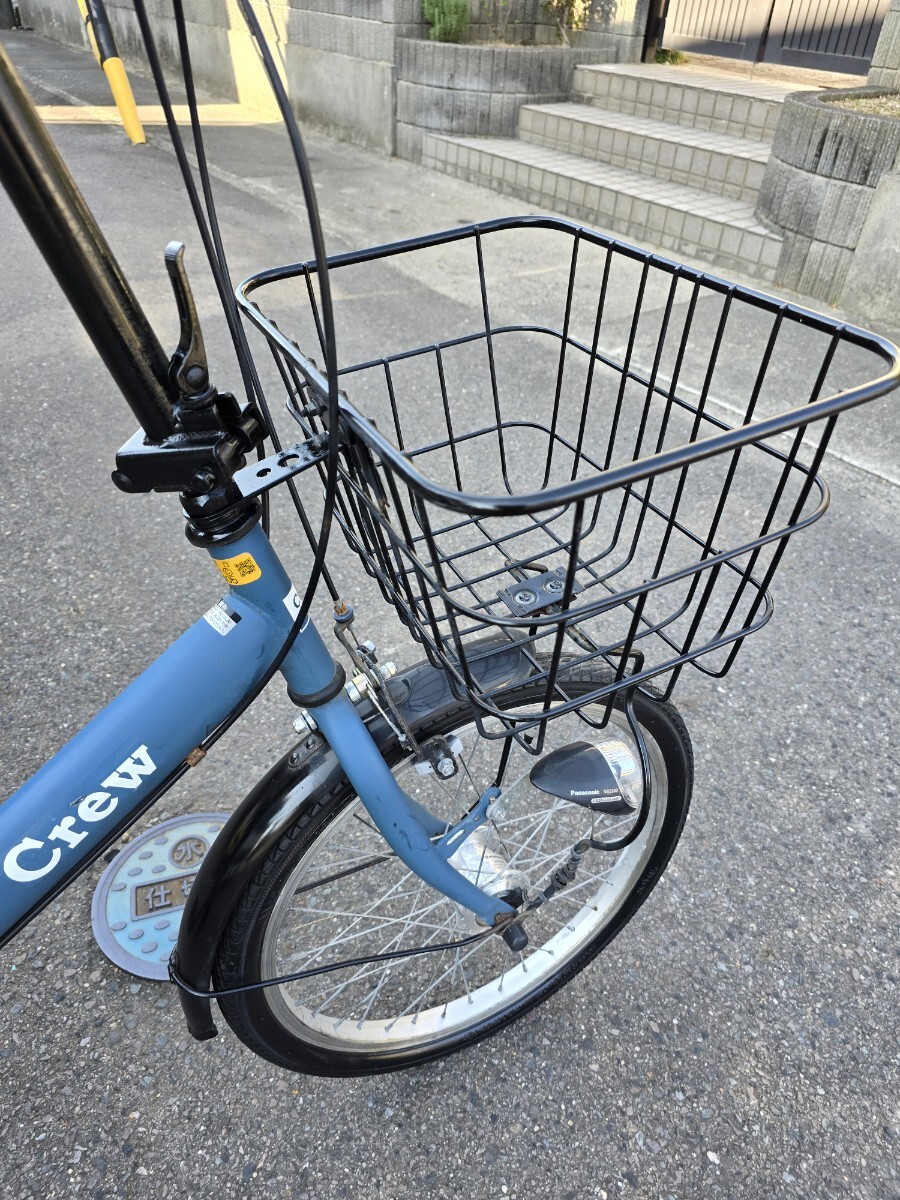Crew 折りたたみ自転車 6ギア 20インチ ブルー 前カゴ付 カギあり_画像5