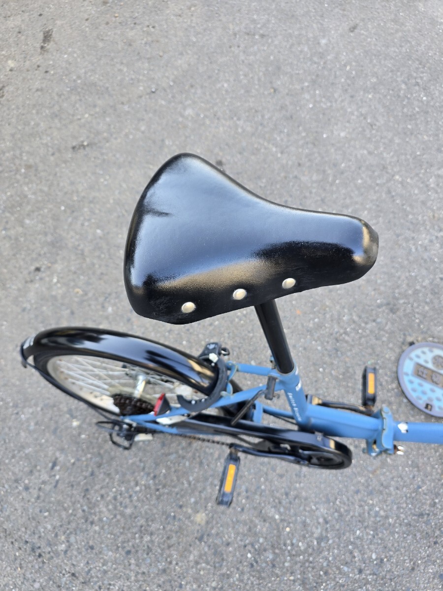Crew 折りたたみ自転車 6ギア 20インチ ブルー 前カゴ付 カギあり_画像8