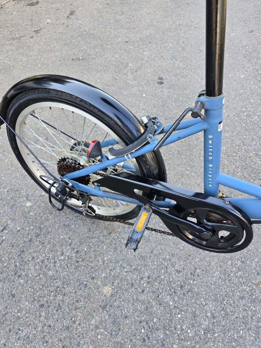 Crew 折りたたみ自転車 6ギア 20インチ ブルー 前カゴ付 カギあり_画像9