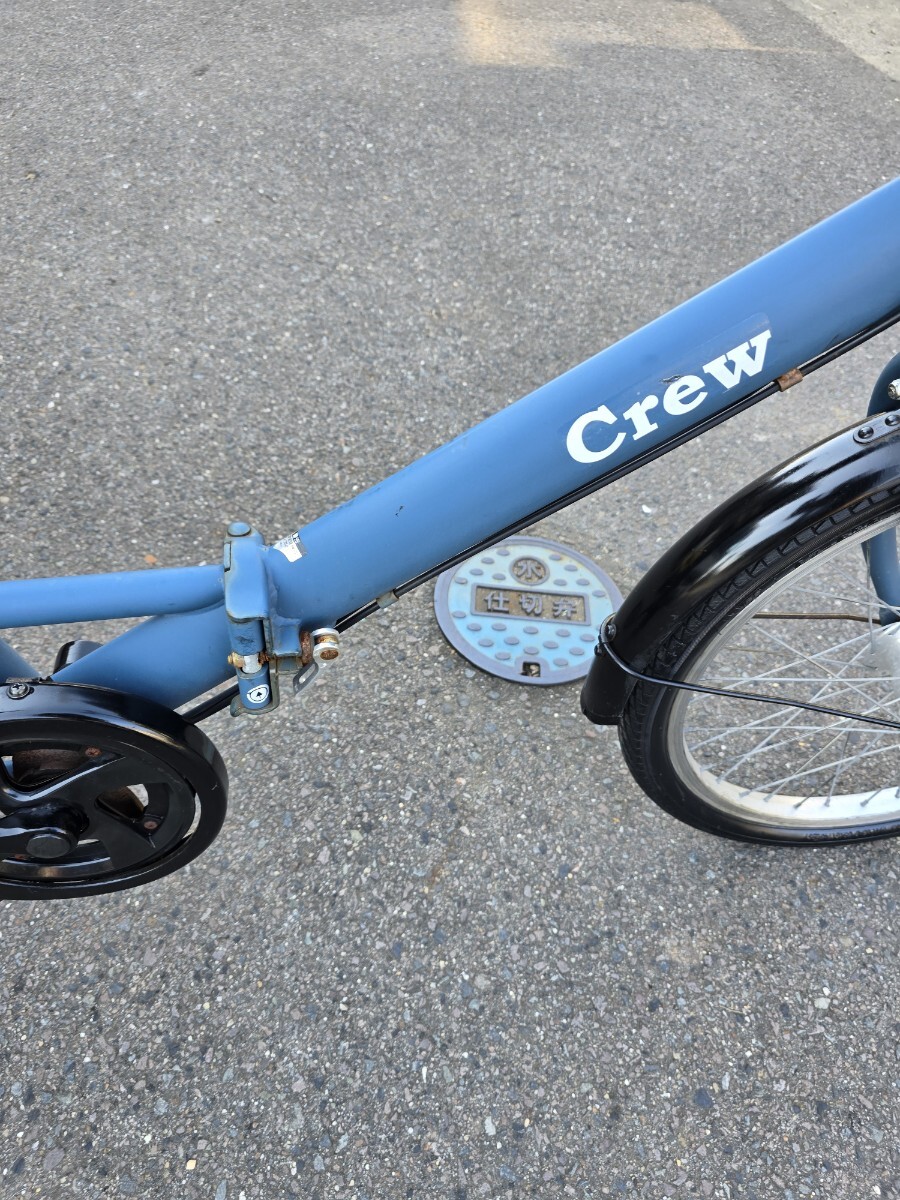 Crew 折りたたみ自転車 6ギア 20インチ ブルー 前カゴ付 カギあり_画像7