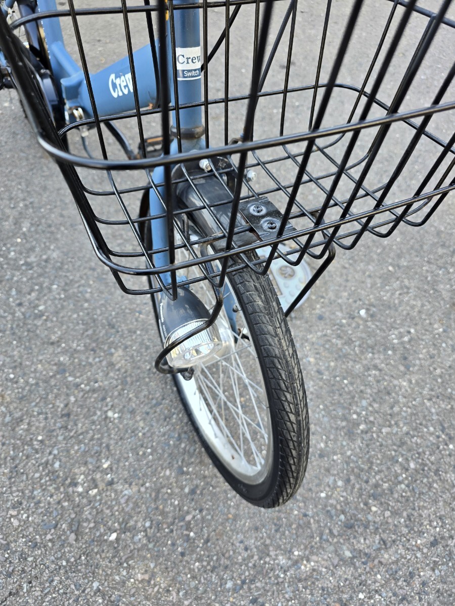 Crew 折りたたみ自転車 6ギア 20インチ ブルー 前カゴ付 カギあり_画像3